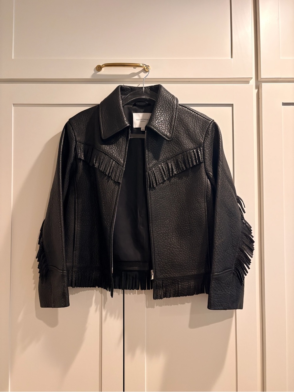 Madewell x Alexa Chung Black Leather Fringe Jacket